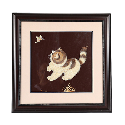 貓 麥秸畫 段計(jì)龍作品 麥稈畫 手工藝品 非遺